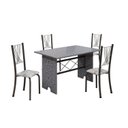 Ver imagem 2 de Conjunto de Mesa Tampo de Granito Ocre com 4 Cadeiras Lorena Yescasa Cinza/Paraopeba/Mart Prata