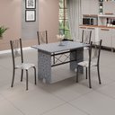 Ver imagem 1 de Conjunto de Mesa Tampo de Granito Ocre com 4 Cadeiras Lorena Yescasa Cinza/Paraopeba/Mart Prata
