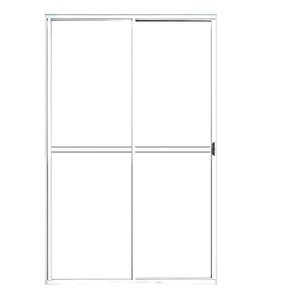 Porta de Alumínio de Correr 2 Folhas Com Trinco Lado Esquerdo 210x150cm Branco Allo Esquadrias