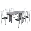 Ver imagem 2 de Conjunto de Mesa Tampo de Granito Ocre com 8 Cadeiras Lorena Yescasa