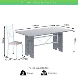 Conjunto de Mesa Tampo de Granito Ocre com 8 Cadeiras Lorena Yescasa - 3