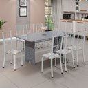 Ver imagem 1 de Conjunto de Mesa Tampo de Granito Ocre com 8 Cadeiras Lorena Yescasa Branco/Paraopeba