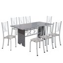 Ver imagem 2 de Conjunto de Mesa Tampo de Granito Ocre com 8 Cadeiras Lorena Yescasa Branco/Paraopeba