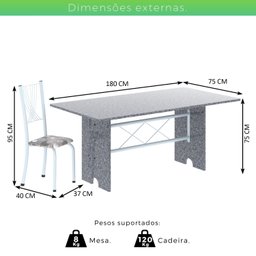 Conjunto de Mesa Tampo de Granito Ocre com 8 Cadeiras Lorena Yescasa - 3