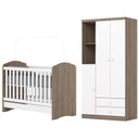 Ver imagem 1 de Jogo de Quarto Infantil Guarda Roupa e Berço Bala de Menta Rústico/branco - Henn