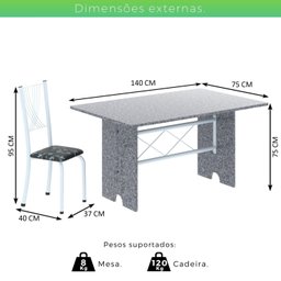 Conjunto de Mesa Tampo de Granito Ocre com 6 Cadeiras Lorena Yescasa - 3