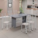 Ver imagem 1 de Conjunto de Mesa Tampo de Granito Ocre com 6 Cadeiras Lorena Yescasa Branco/Botanic Bege
