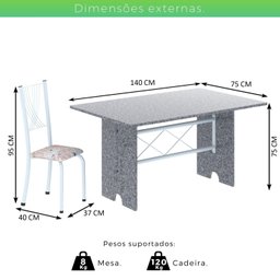 Conjunto de Mesa Tampo de Granito Ocre com 6 Cadeiras Lorena Yescasa - 3