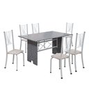 Ver imagem 2 de Conjunto de Mesa Tampo de Granito Ocre com 6 Cadeiras Lorena Yescasa Branco/Botanic Bege