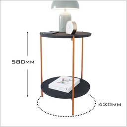 Mesa de Apoio Lateral Duda Preto com Pés de Ferro Bronze Ofertamo - 5