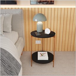 Mesa de Apoio Lateral Duda Preto com Pés de Ferro Bronze Ofertamo - 2