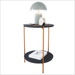 Mesa de Apoio Lateral Duda Preto com Pés de Ferro Bronze Ofertamo - 1