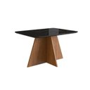 Ver imagem 1 de Mesa para Sala de Jantar 120x90cm com Vidro Lapidado Marrom/Canela/Preto