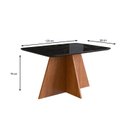 Ver imagem 3 de Mesa para Sala de Jantar 120x90cm com Vidro Lapidado Marrom/Canela/Preto