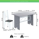 Ver imagem 3 de Conjunto de Mesa e Cadeiras 4 Lugares Retangular Tampo Granito Lorena Preto Floral/Branco Yescasa