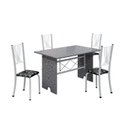 Ver imagem 2 de Conjunto de Mesa e Cadeiras 4 Lugares Retangular Tampo Granito Lorena Preto Floral/Branco Yescasa