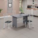 Ver imagem 1 de Conjunto de Mesa e Cadeiras 4 Lugares Retangular Tampo Granito Lorena Preto Floral/Branco Yescasa