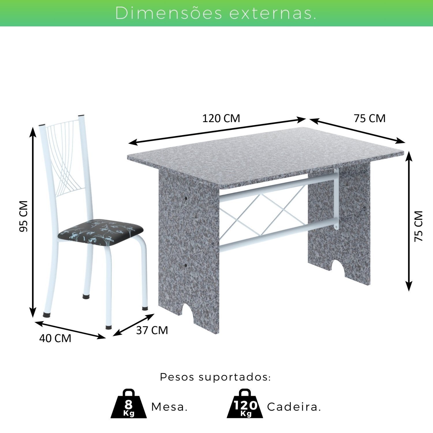 Conjunto de Mesa Tampo de Granito Ocre com 4 Cadeiras Lorena Yescasa - 3