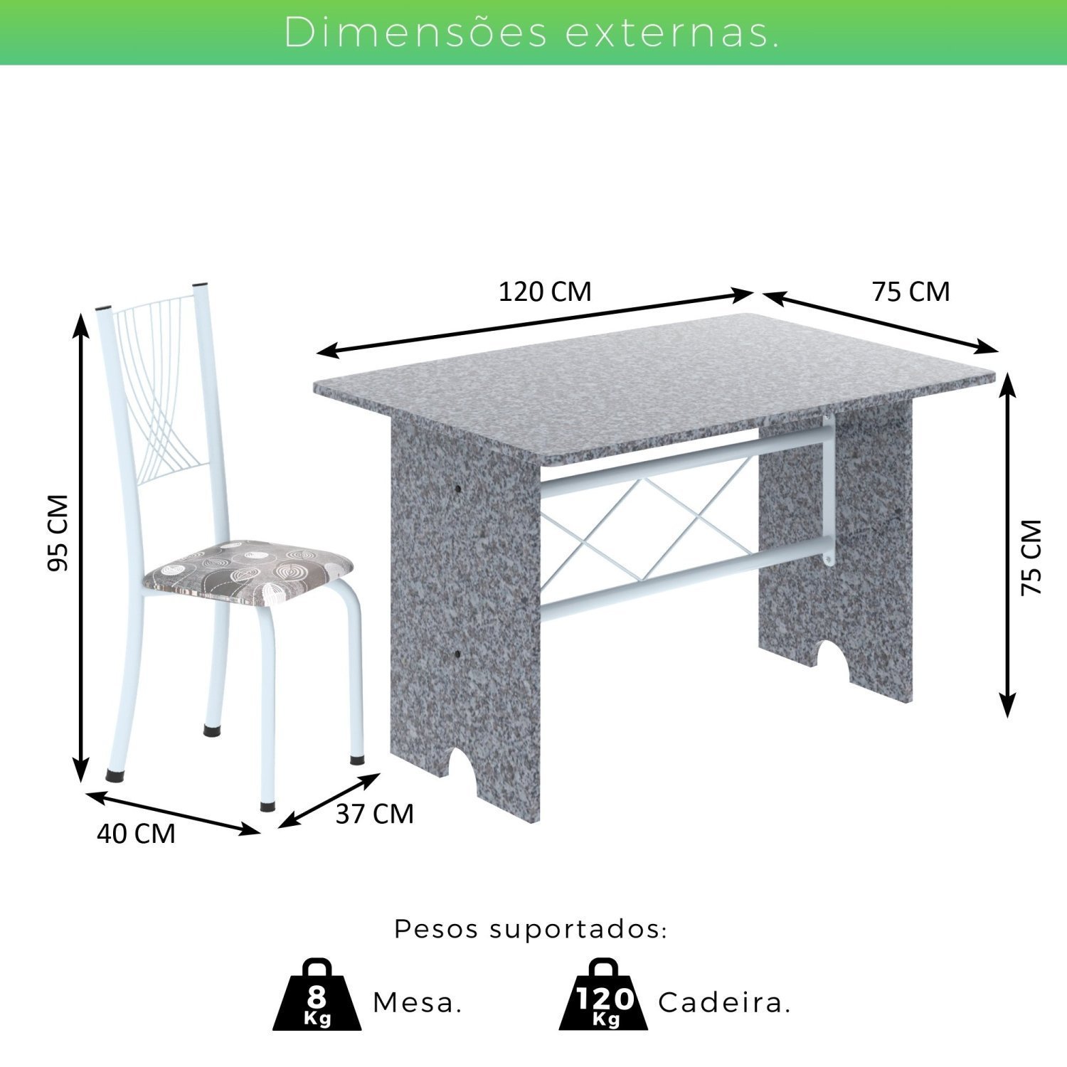 Conjunto de Mesa Tampo de Granito Ocre com 4 Cadeiras Lorena Yescasa - 3