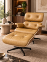 Ver imagem 1 de Poltrona Charles Eames com Puff - Couro Envelhecido 22 - Freijó