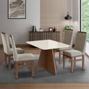 Ver imagem 2 de Mesa para Sala de Jantar 120x90cm com Vidro Lapidado Marrom/Tabaco/Off White
