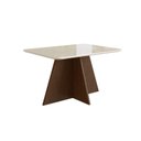 Ver imagem 1 de Mesa para Sala de Jantar 120x90cm com Vidro Lapidado Marrom/Tabaco/Off White