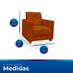 Sofá + 2 Poltrona para Sala de Estar Moderno Confortável Veneza Suede - 6