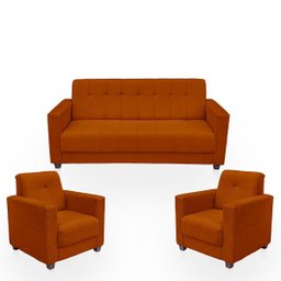 Sofá + 2 Poltrona para Sala de Estar Moderno Confortável Veneza Suede - 1