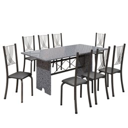Conjunto de Mesa Tampo de Granito Ocre com 8 Cadeiras Lorena Yescasa - 2