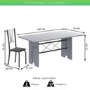Ver imagem 3 de Conjunto de Mesa Tampo de Granito Ocre com 8 Cadeiras Lorena Yescasa Cinza/Preto Liso/Mart Prata