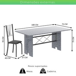 Conjunto de Mesa Tampo de Granito Ocre com 8 Cadeiras Lorena Yescasa - 3