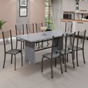 Ver imagem 1 de Conjunto de Mesa Tampo de Granito Ocre com 8 Cadeiras Lorena Yescasa