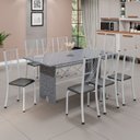 Ver imagem 1 de Conjunto de Mesa 8 Cadeiras Tampo Granito Ocre Lorena Preto/Branco Yescasa Liso