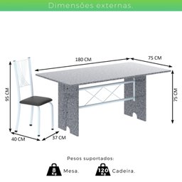 Conjunto de Mesa Tampo de Granito Ocre com 8 Cadeiras Lorena Yescasa - 3