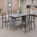 Ver imagem 1 de Conjunto de Mesa Tampo de Granito Ocre com 6 Cadeiras Lorena Yescasa Cinza/Preto Liso/Mart Prata