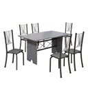 Ver imagem 2 de Conjunto de Mesa Tampo de Granito Ocre com 6 Cadeiras Lorena Yescasa Cinza/Preto Liso/Mart Prata