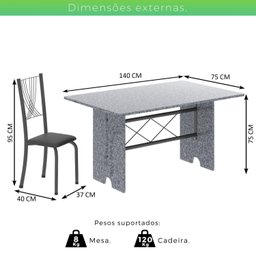 Conjunto de Mesa Tampo de Granito Ocre com 6 Cadeiras Lorena Yescasa - 3