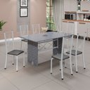 Ver imagem 1 de Conjunto de Mesa Tampo de Granito Ocre com 6 Cadeiras Lorena Yescasa Branco/Preto Liso