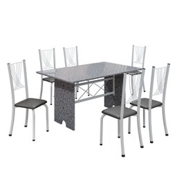 Conjunto de Mesa Tampo de Granito Ocre com 6 Cadeiras Lorena Yescasa - 2