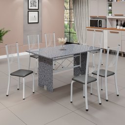 Conjunto de Mesa Tampo de Granito Ocre com 6 Cadeiras Lorena Yescasa - 1