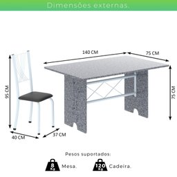 Conjunto de Mesa Tampo de Granito Ocre com 6 Cadeiras Lorena Yescasa - 3