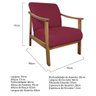 Poltrona Liz Base Madeira Suede Bordô - 5