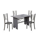 Ver imagem 2 de Conjunto de Mesa Tampo de Granito Ocre com 4 Cadeiras Lorena Yescasa Cinza/Preto Liso/Mart Prata