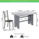 Ver imagem 3 de Conjunto de Mesa Tampo de Granito Ocre com 4 Cadeiras Lorena Yescasa Cinza/Preto Liso/Mart Prata