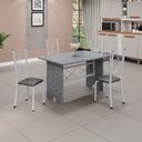 Ver imagem 1 de Conjunto de Mesa Tampo de Granito Ocre com 4 Cadeiras Lorena Yescasa Branco/Preto Liso