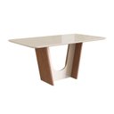 Ver imagem 1 de Mesa para Sala de Jantar 160x90cm com Vidro Lapidado Marrom/Canela/Off White