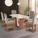Ver imagem 2 de Mesa para Sala de Jantar 160x90cm com Vidro Lapidado Marrom/Canela/Off White