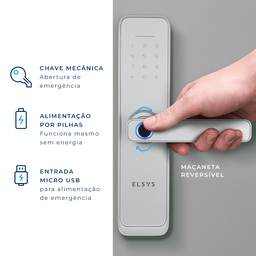 Fechadura Digital de Embutir Wi-fi Esf-de4000b Elsys Prata - 4