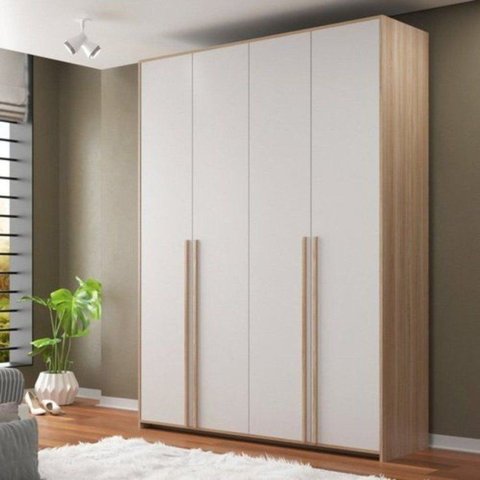 Guarda-Roupas Modulado 4 Portas 6 Gavetas Branco/Carvalho Treviso