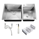 Ver imagem 2 de Kit Cuba Pia Dupla Cozinha Gourmet Completa com Acessórios e Torneira Extensível Aço Inox